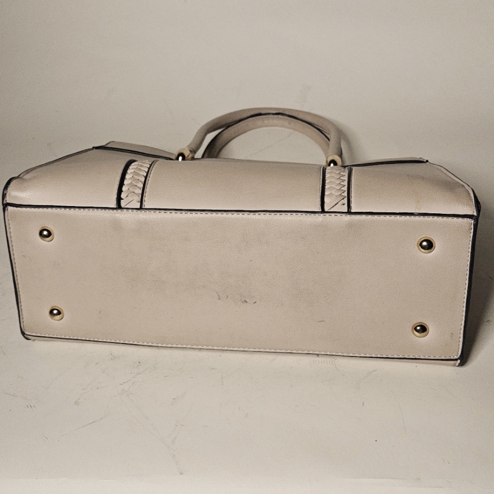 Tan Structured Tote Bag With Textured Surface And… - image 5